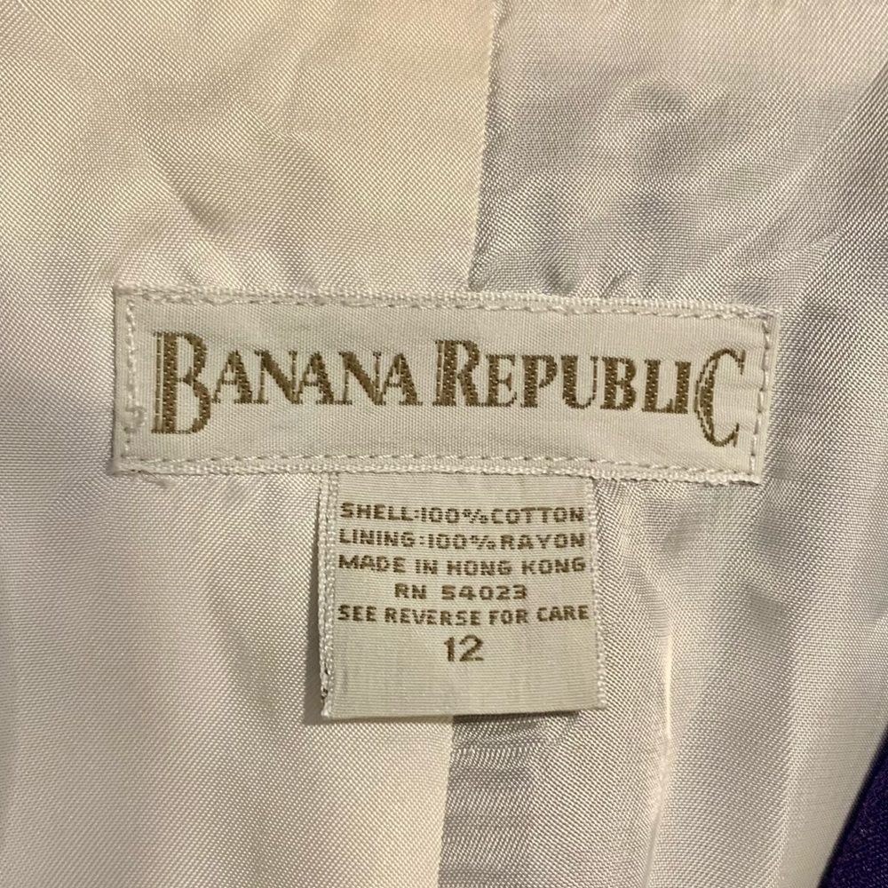 Vintage Banana Republic Blazer Size 12 Navy Blue Shoulder Pads Button-Up Cotton - Picture 13 of 16